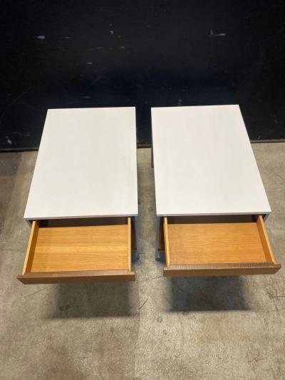 George Newbold George Nelson Walnut Nightstands with White Laminate tops