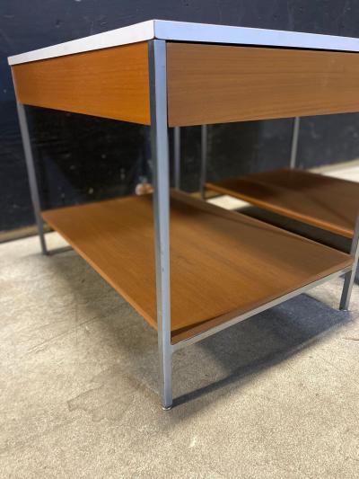 George Newbold George Nelson Walnut Nightstands with White Laminate tops