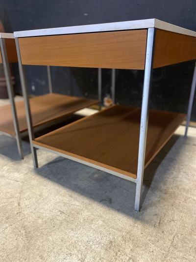 George Newbold George Nelson Walnut Nightstands with White Laminate tops