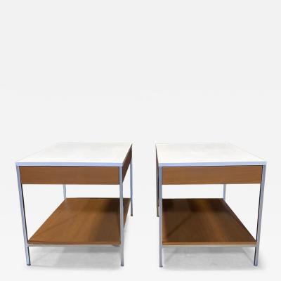 George Newbold George Nelson Walnut Nightstands with White Laminate tops