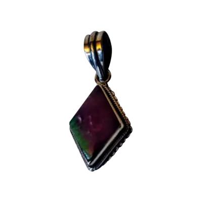 George Randolph Barse Jr Sterling Silver and Purple with Green Inclusion Zoisite Pendant