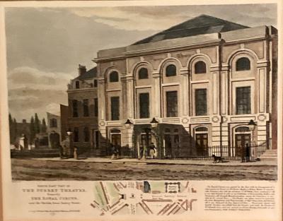 George Sidney Shepherd View of The Surrey Theatre London 1814 Copper Plate Engraving
