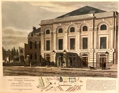 George Sidney Shepherd View of The Surrey Theatre London 1814 Copper Plate Engraving