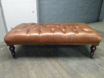 George Smith English Tufted Leather Bench