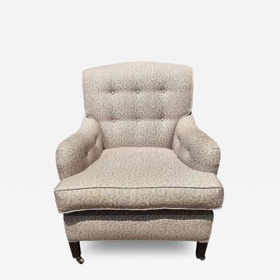 George Smith George Smith White Linen Upholstered Roll Arm Club Chair 1 of 2
