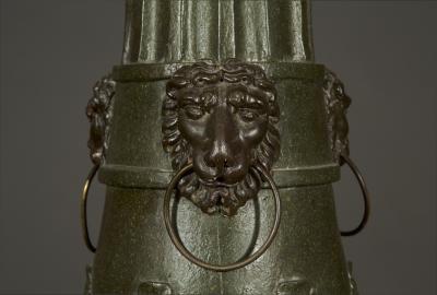 George Smith PAIR OF CARVED WOOD AND FAUX BRONZE TORCH RES RELATED TO A DESIGN