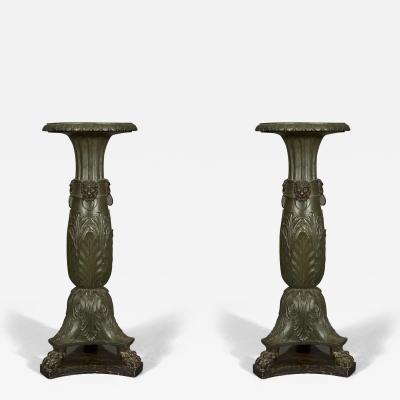 George Smith PAIR OF CARVED WOOD AND FAUX BRONZE TORCH RES RELATED TO A DESIGN