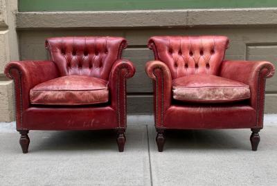 George Smith Pair George Smith Leather Club Chairs