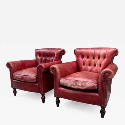 George Smith Pair George Smith Leather Club Chairs