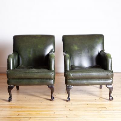 George Smith Pair of George Smith Style Leather Armchairs