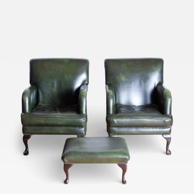 George Smith Pair of George Smith Style Leather Armchairs