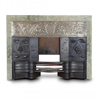George Washington Jack George Jack Arts Crafts cast iron plated copper Cipollino marble fireplace