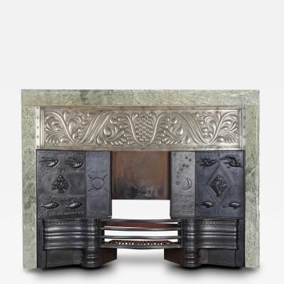 George Washington Jack George Jack Arts Crafts cast iron plated copper Cipollino marble fireplace