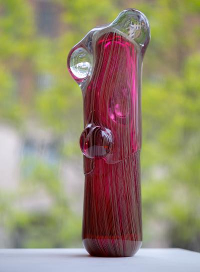 George William Bell Self Generating Form in Ruby and White I