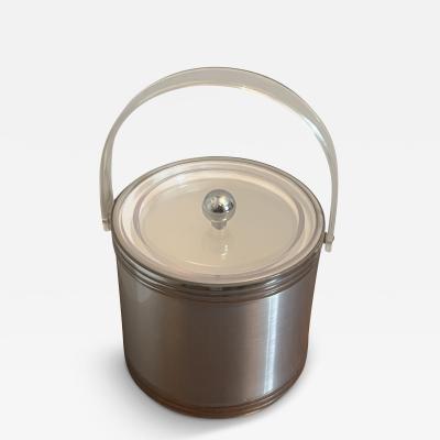 Georges Briard BRUSHED BANDED CHROME AND LUCITE ICE BUCKET BY GEORGES BRIARD