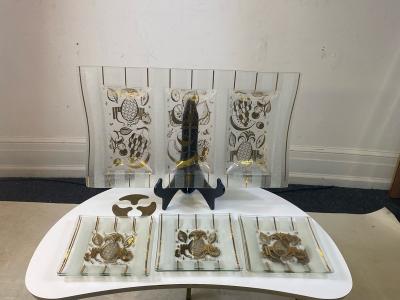 Georges Briard MODERNIST ART GLASS PARTY TRAYS BY GEORGES BRIARD