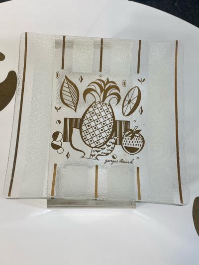 Georges Briard MODERNIST ART GLASS PARTY TRAYS BY GEORGES BRIARD