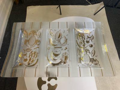Georges Briard MODERNIST ART GLASS PARTY TRAYS BY GEORGES BRIARD