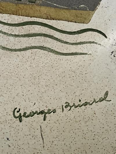 Georges Briard SIGNED GEORGES BRIARD PAIR OF HAND PAINTED CHARGERS FRUIT SHIP