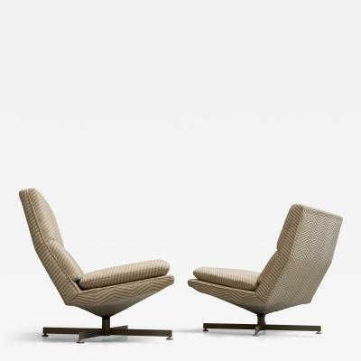 Georges Charles van Rijk Georges Charles van Rijk Pair of Swivel Lounge Chairs for Beaufort Belgium 1960s