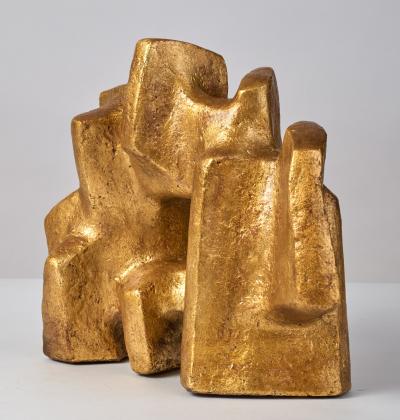 Georges Dobbels Gilt Terra Cotta Abstract Sculpture 1970s