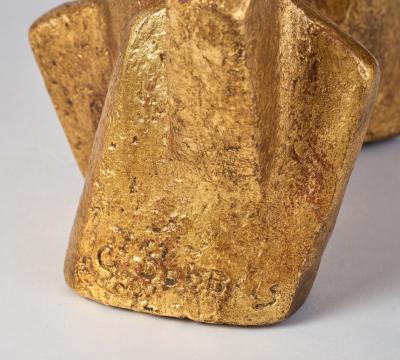 Georges Dobbels Gilt Terra Cotta Abstract Sculpture 1970s