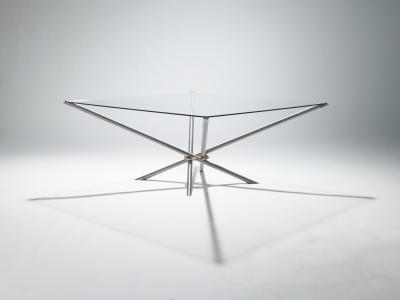 Georges Geffroy French Hollywood Regency metal and brass coffee table 1970s