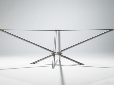Georges Geffroy French Hollywood Regency metal and brass coffee table 1970s