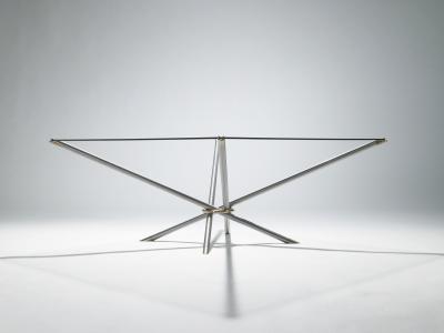 Georges Geffroy French Hollywood Regency metal and brass coffee table 1970s