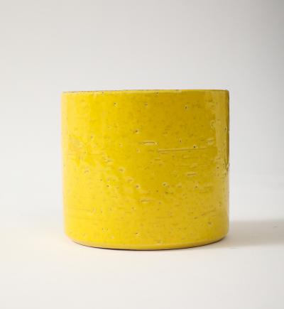 Georges Jouve Ceramic Column Vase with Yellow glaze France 1950 s