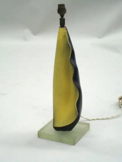 Georges Jouve French Mid Century Modern Ceramic Table Lamp in the Manner of George Jouve