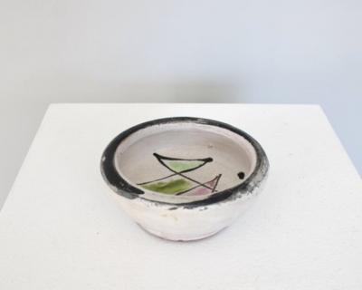 Georges Jouve GEORGES JOUVE FRENCH DISH WITH PINK AND GREEN DECORATION