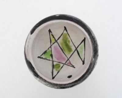 Georges Jouve GEORGES JOUVE FRENCH DISH WITH PINK AND GREEN DECORATION