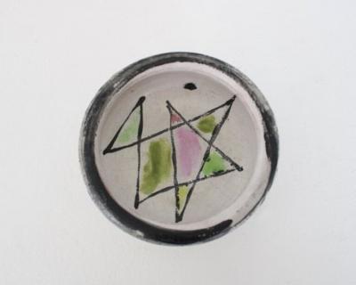 Georges Jouve GEORGES JOUVE FRENCH DISH WITH PINK AND GREEN DECORATION