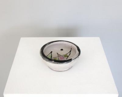 Georges Jouve GEORGES JOUVE FRENCH DISH WITH PINK AND GREEN DECORATION