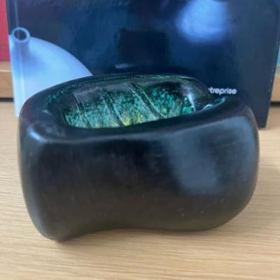 Georges Jouve GEORGES JOUVE FRENCH LEAF FORM WITH BLUE YELLOW AND GREEN INTERIOR