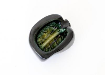 Georges Jouve GEORGES JOUVE FRENCH LEAF FORM WITH BLUE YELLOW AND GREEN INTERIOR