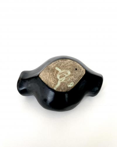 Georges Jouve Georges Jouve French Ceramic Artist Black Glazed Ashtray c 1950