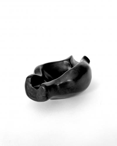 Georges Jouve Georges Jouve French Ceramic Artist Black Glazed Ashtray c 1950