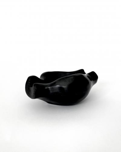 Georges Jouve Georges Jouve French Ceramic Artist Black Glazed Ashtray c 1950