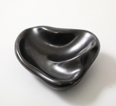 Georges Jouve Georges Jouve Period French Biomorphic Black Glazed Ceramic Dish France 1950