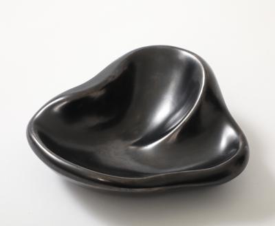 Georges Jouve Georges Jouve Period French Biomorphic Black Glazed Ceramic Dish France 1950