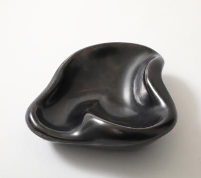 Georges Jouve Georges Jouve Period French Biomorphic Black Glazed Ceramic Dish France 1950