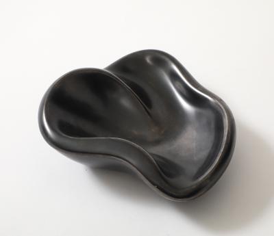 Georges Jouve Georges Jouve Period French Biomorphic Black Glazed Ceramic Dish France 1950