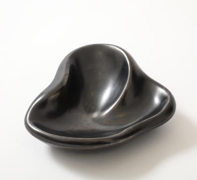 Georges Jouve Georges Jouve Period French Biomorphic Black Glazed Ceramic Dish France 1950