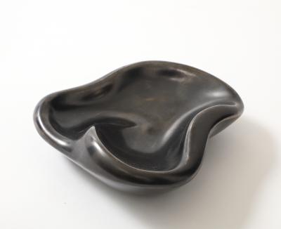 Georges Jouve Georges Jouve Period French Biomorphic Black Glazed Ceramic Dish France 1950