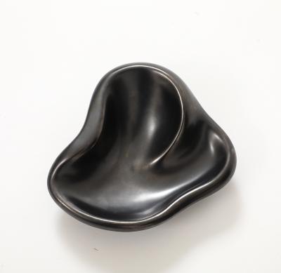 Georges Jouve Georges Jouve Period French Biomorphic Black Glazed Ceramic Dish France 1950
