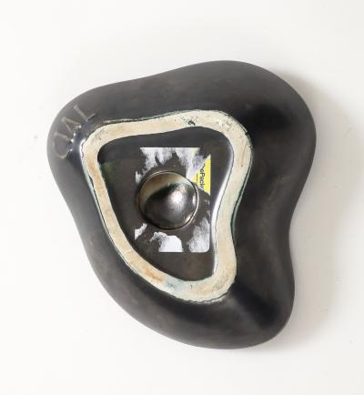 Georges Jouve Georges Jouve Period French Biomorphic Black Glazed Ceramic Dish France 1950