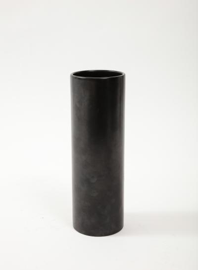 Georges Jouve Large Georges Jouve Style Black Matte Cylinder Vase France c 1950s