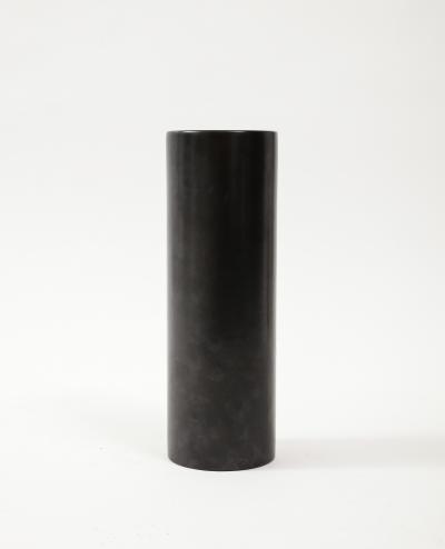 Georges Jouve Large Georges Jouve Style Black Matte Cylinder Vase France c 1950s